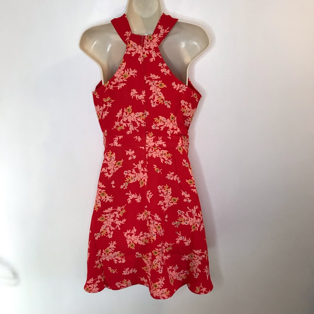NEW 19 Cooper Red Floral Halter Dress Flare Large - Picture 5 of 9